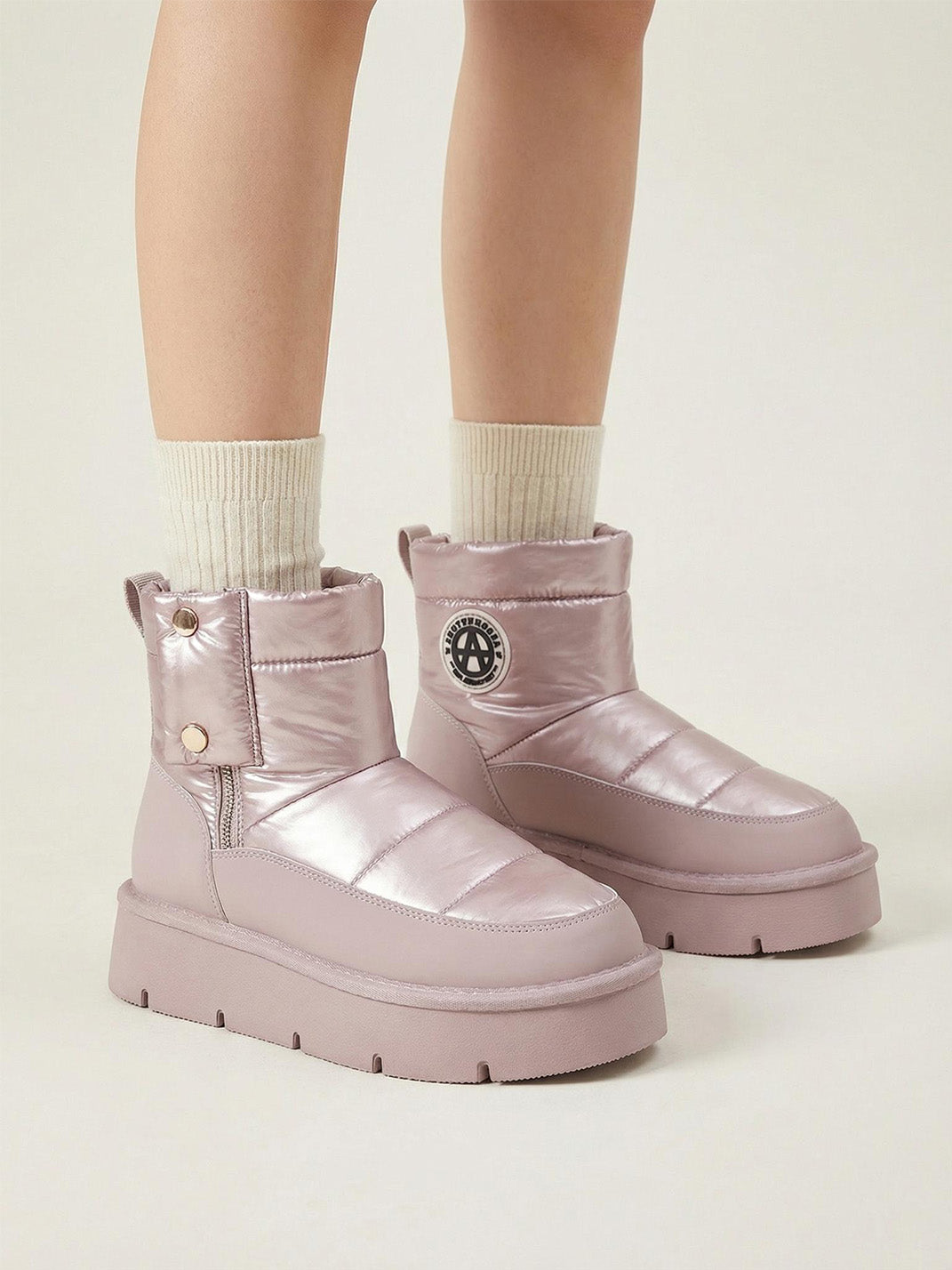 Pink Quilted Platform Snow Boots - Skipkicks