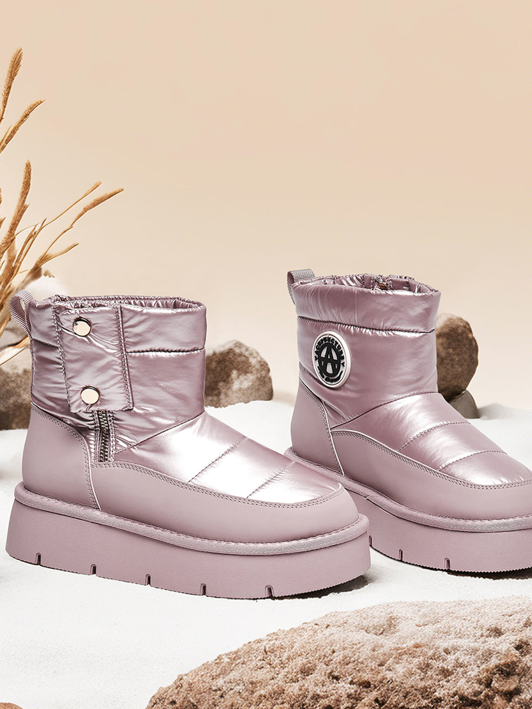Pink Quilted Platform Snow Boots - Skipkicks