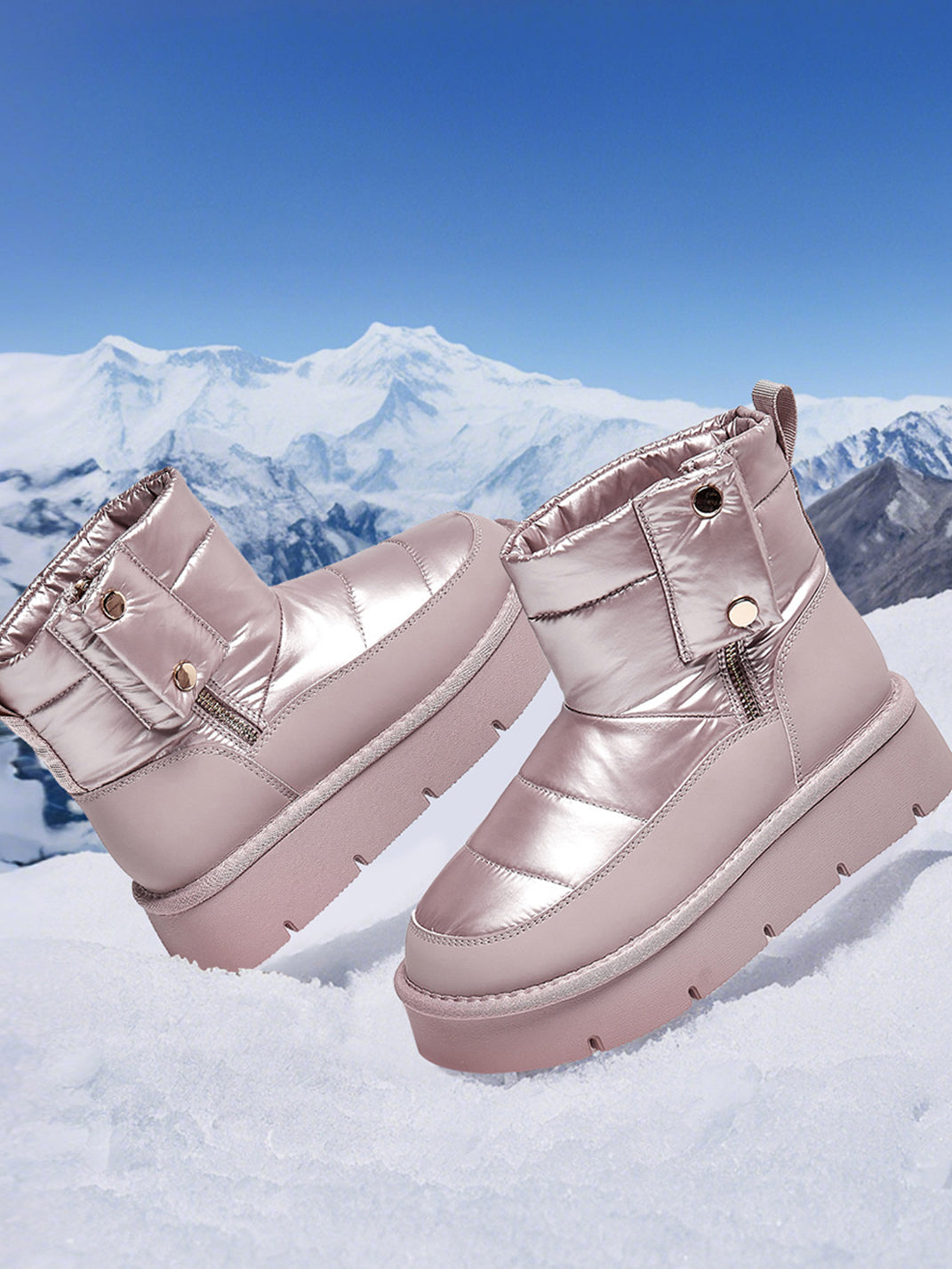 Pink Quilted Platform Snow Boots - Skipkicks