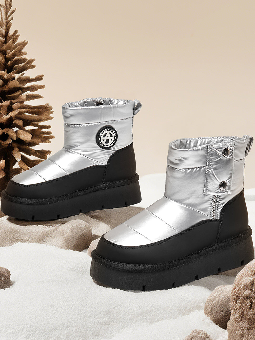 Pink Quilted Platform Snow Boots - Skipkicks