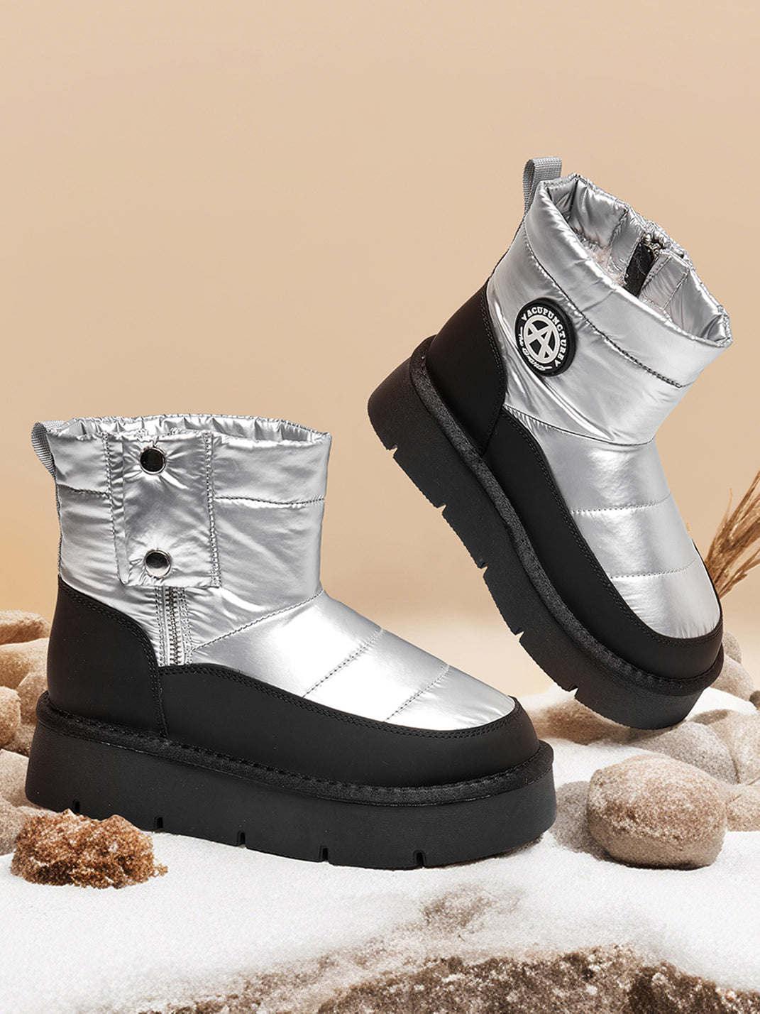 Pink Quilted Platform Snow Boots - Skipkicks
