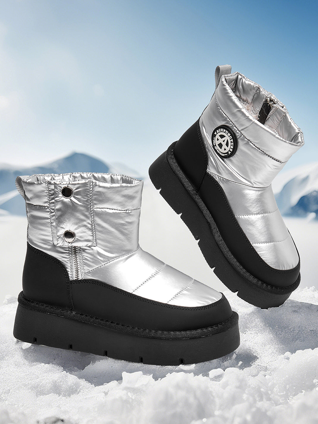 Pink Quilted Platform Snow Boots - Skipkicks