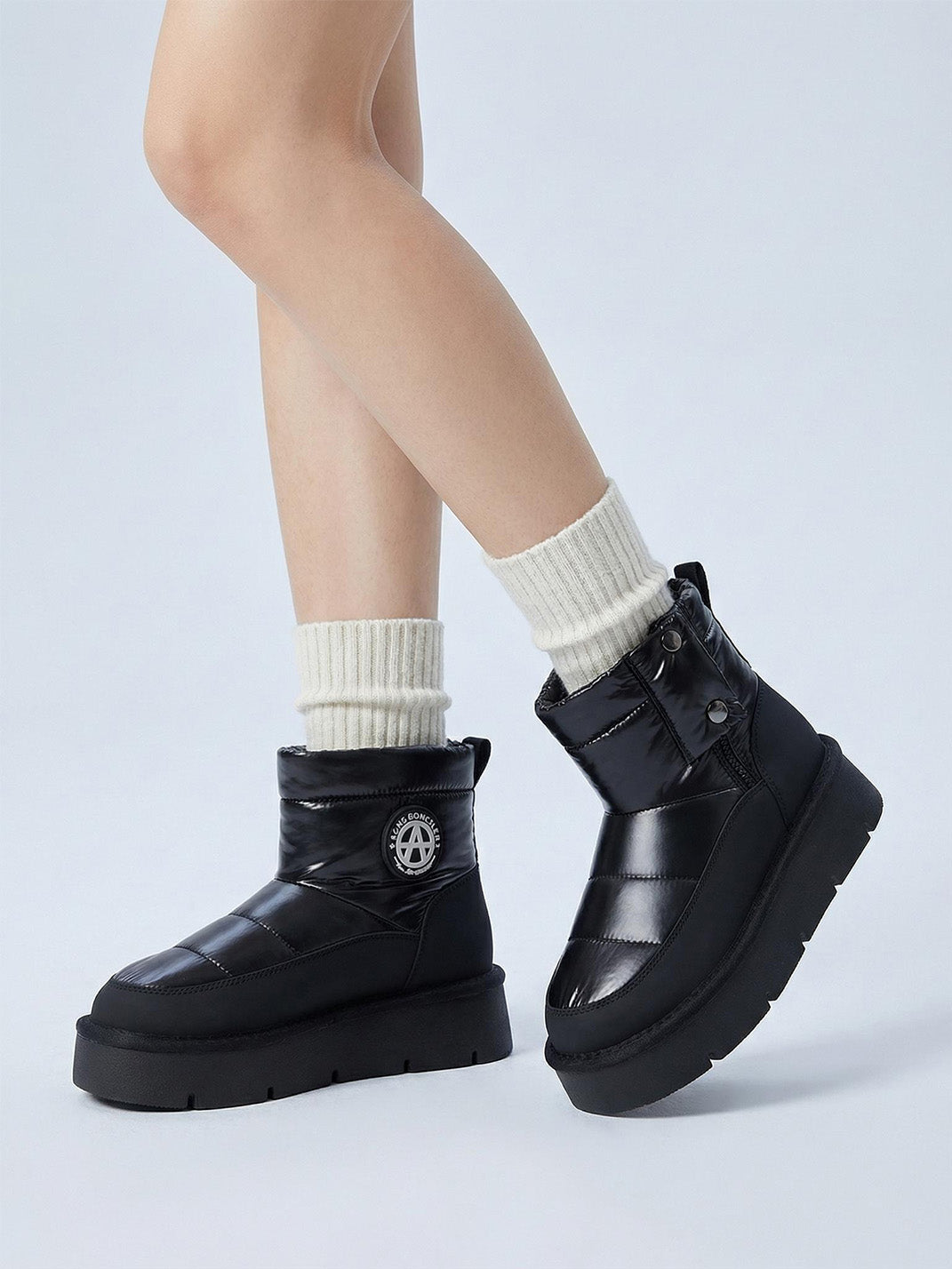 Pink Quilted Platform Snow Boots - Skipkicks