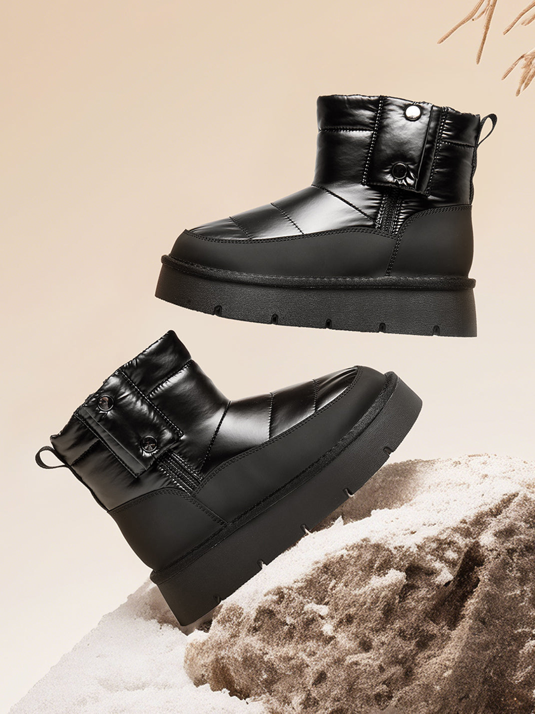 Pink Quilted Platform Snow Boots - Skipkicks