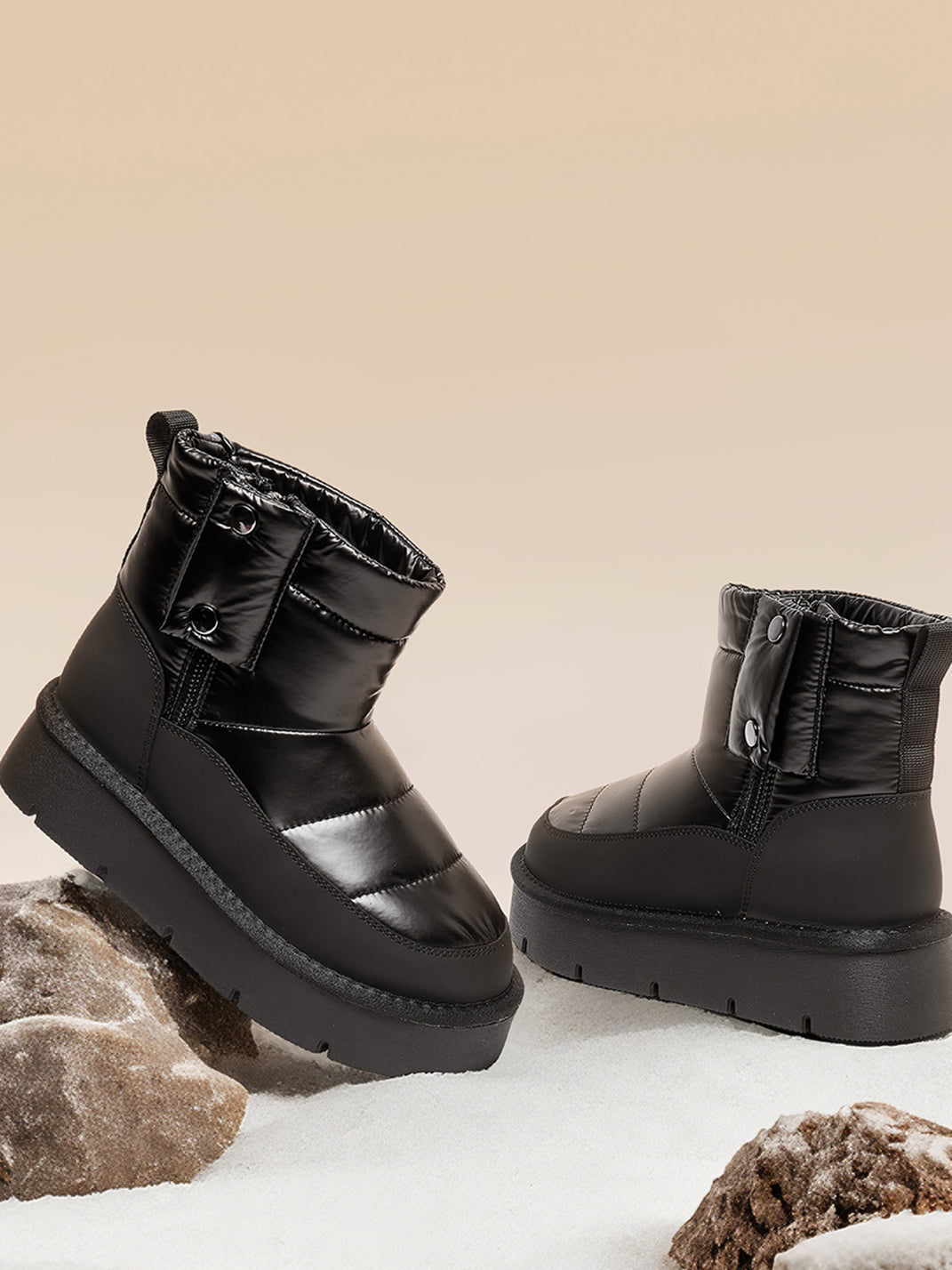 Pink Quilted Platform Snow Boots - Skipkicks