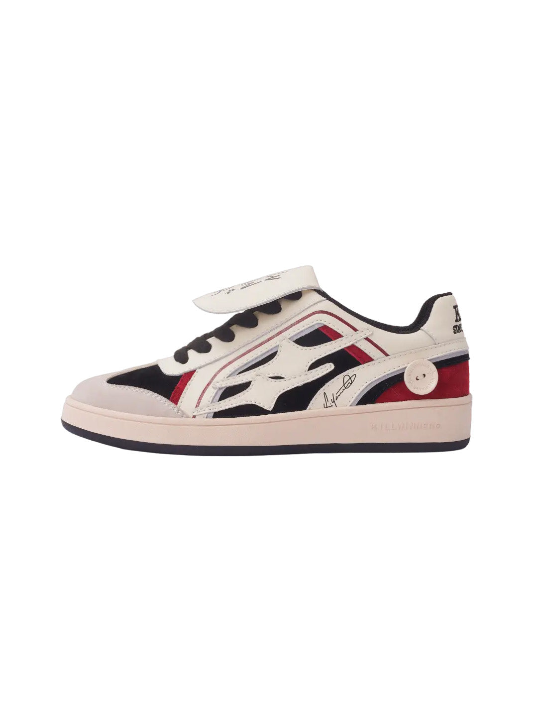 Red Flame-Panel Retro Trainer Sneakers - Skipkicks