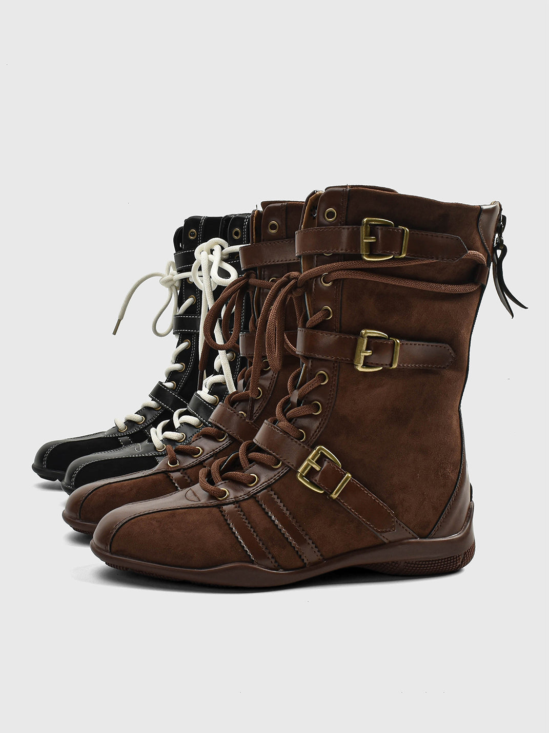 Buckle-Strap Suede Calf Boots - Skipkicks