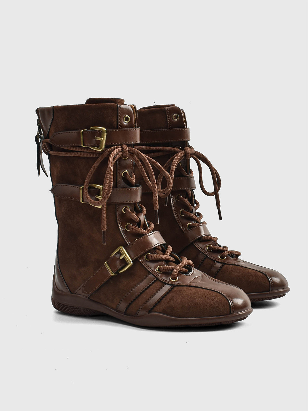 Buckle-Strap Suede Calf Boots - Skipkicks