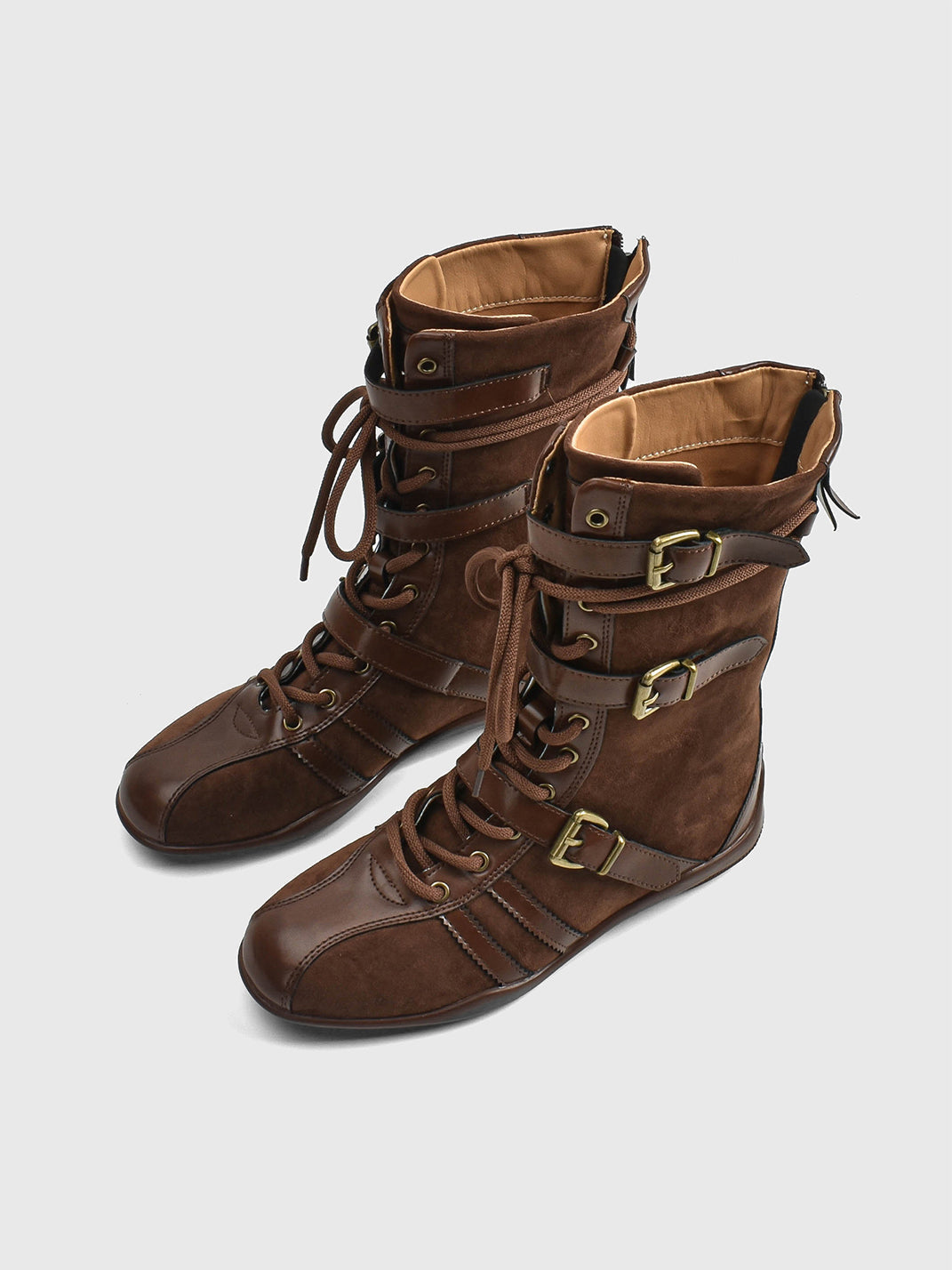 Buckle-Strap Suede Calf Boots - Skipkicks