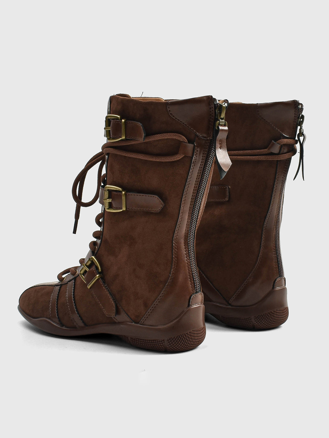 Buckle-Strap Suede Calf Boots - Skipkicks