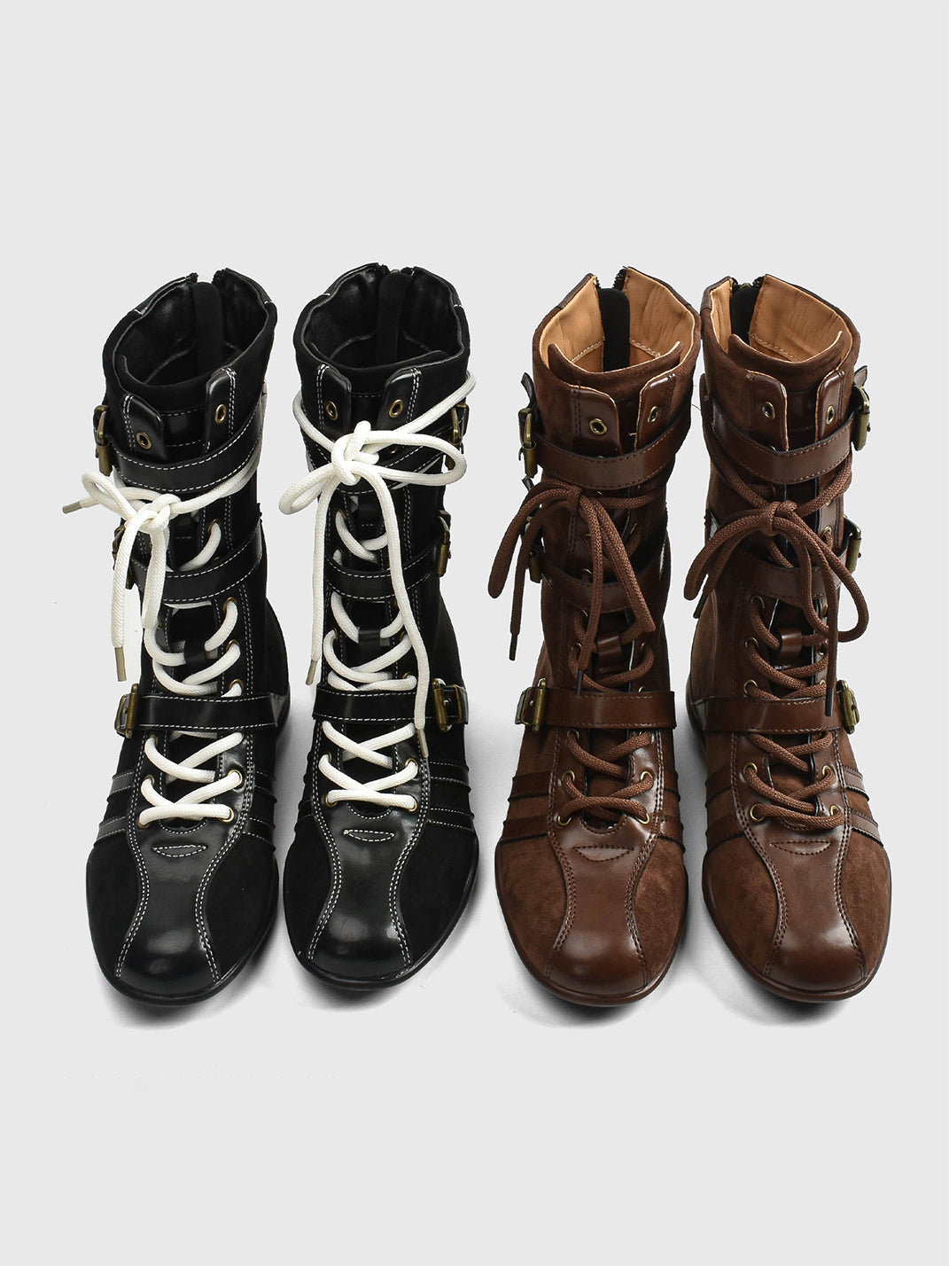 Buckle-Strap Suede Calf Boots - Skipkicks