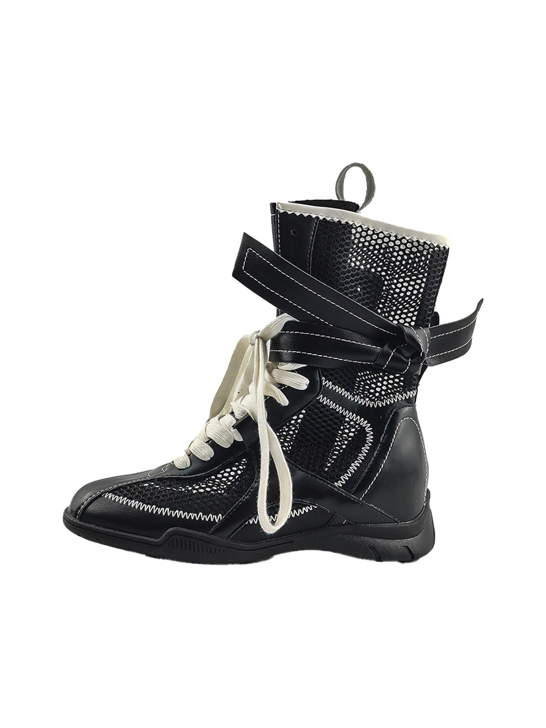 Bow-Lace Mesh Mid-Calf Sport Boots - Skipkicks
