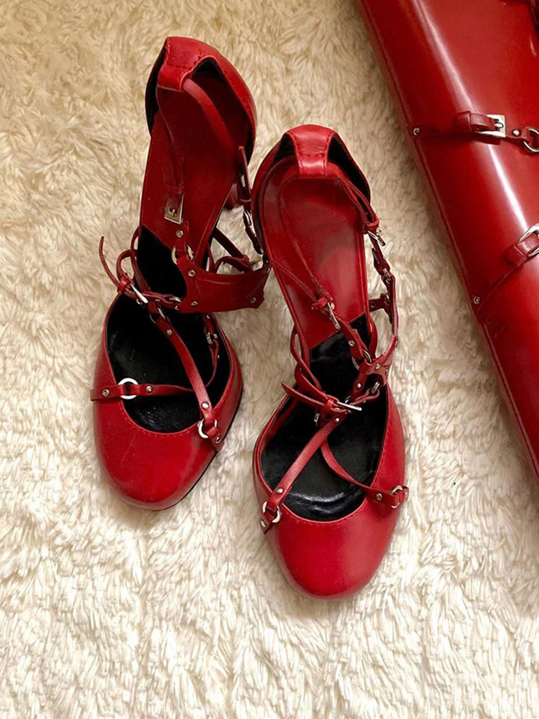 Satin Cross-Strap Round-Toe Heels - Skipkicks