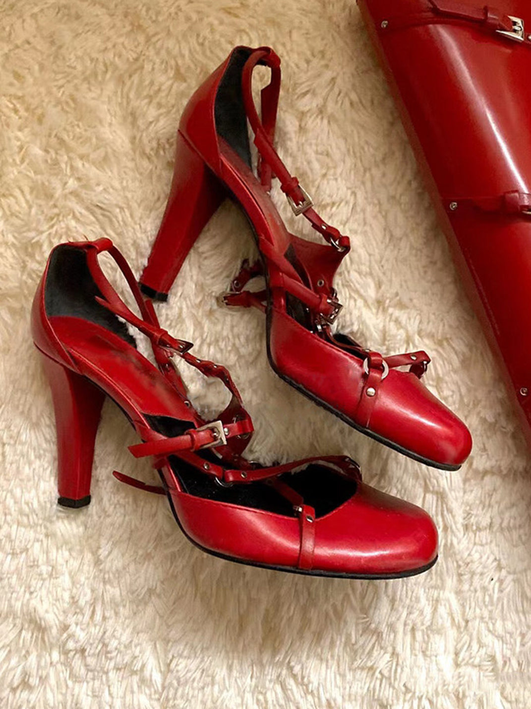 Satin Cross-Strap Round-Toe Heels - Skipkicks