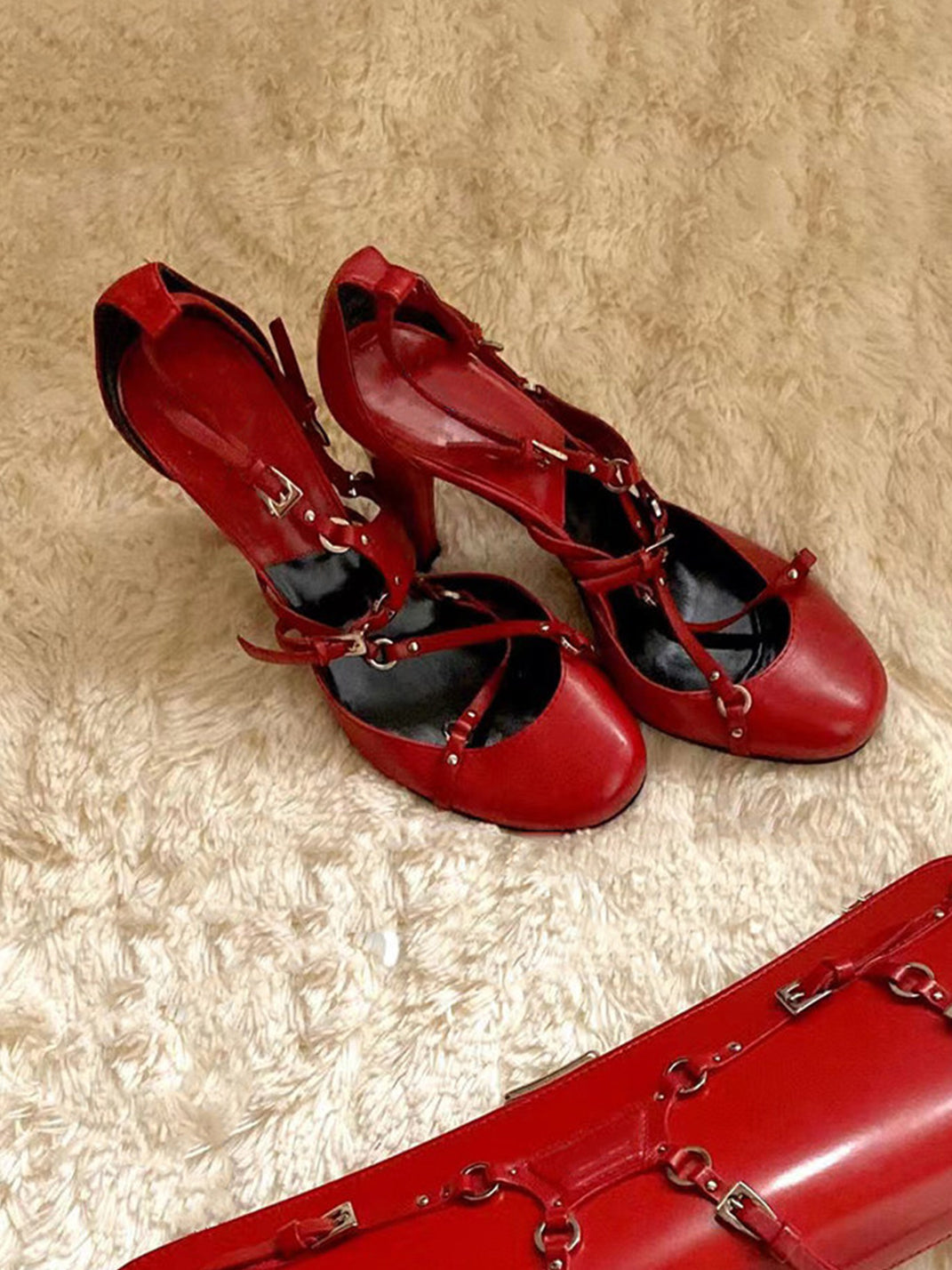Satin Cross-Strap Round-Toe Heels - Skipkicks