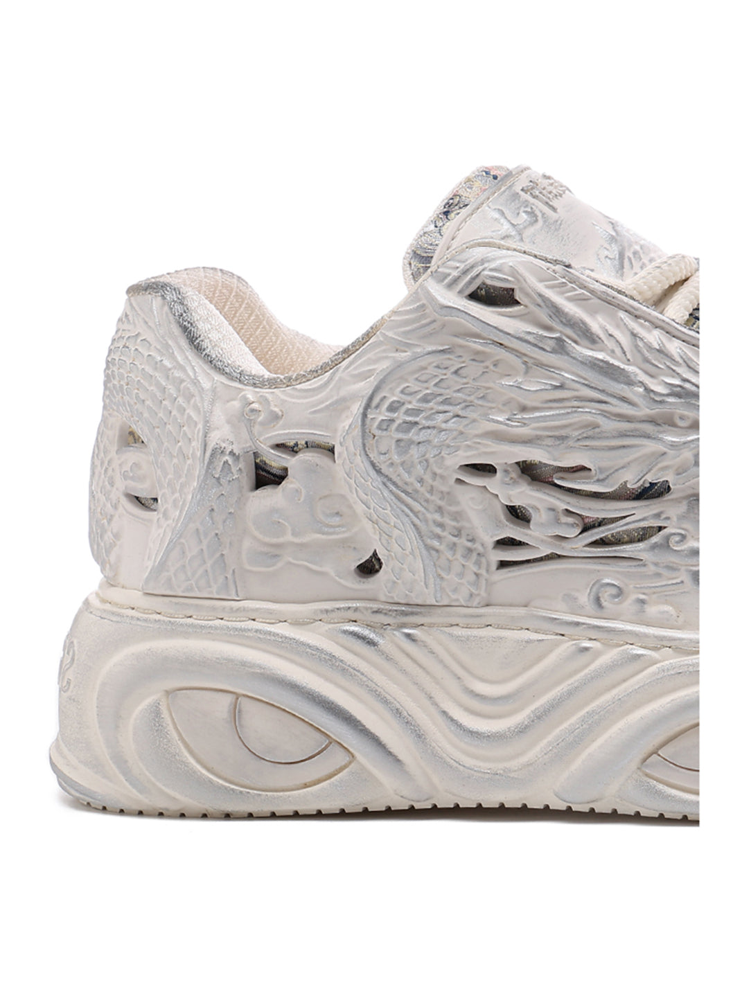 White Dragon Relief Platform Sneakers