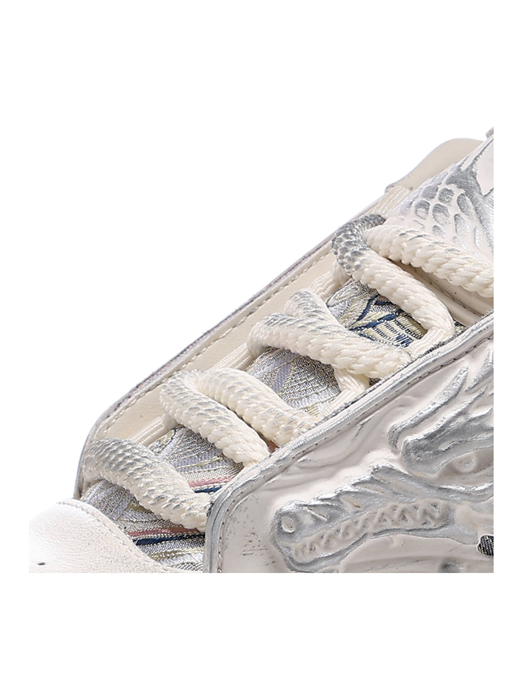 White Dragon Relief Platform Sneakers