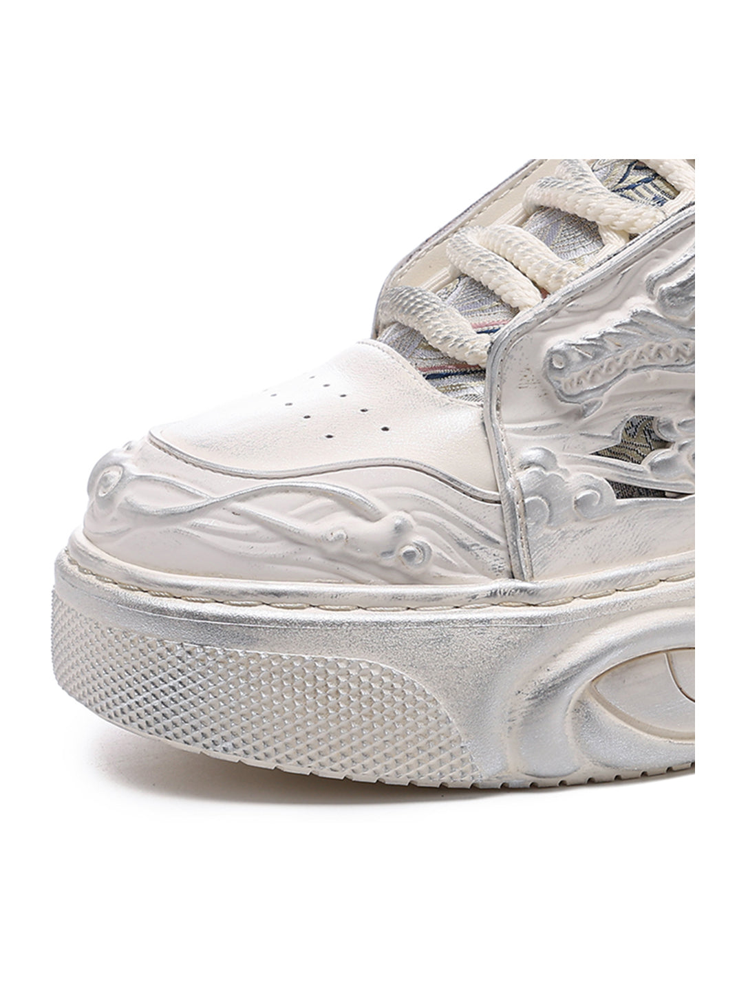 White Dragon Relief Platform Sneakers