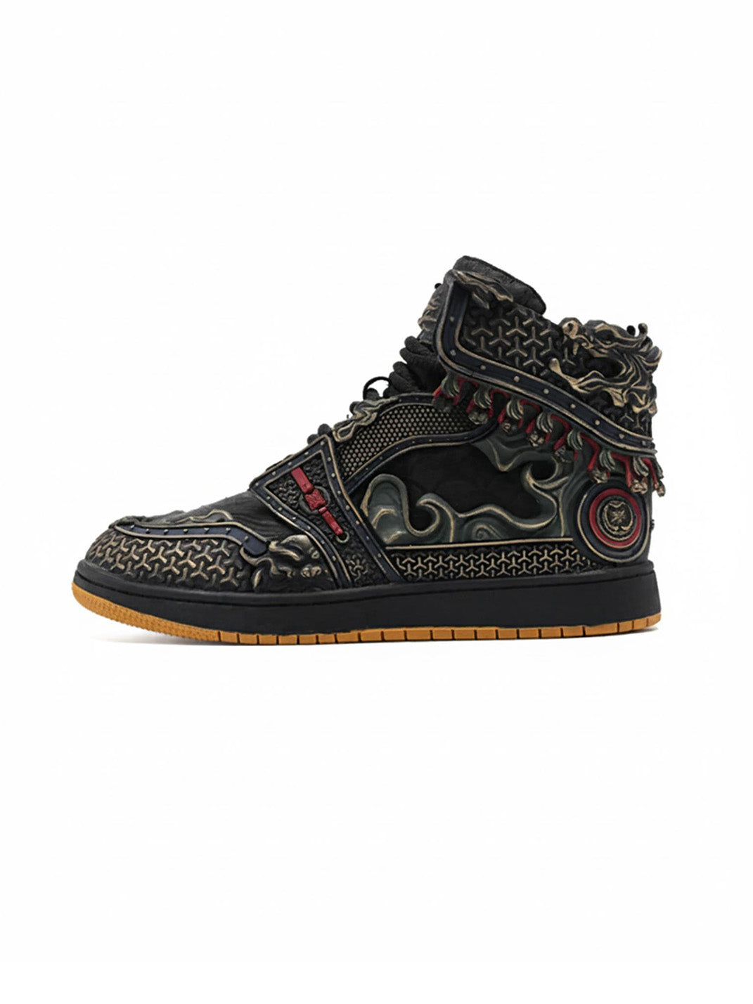 Gilded Mythic Armor High-Top Sneakers - Skipkicks