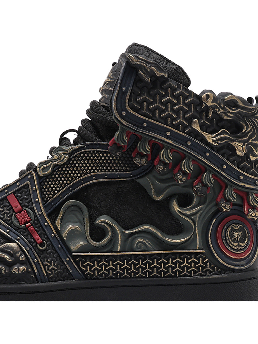 Gilded Mythic Armor High-Top Sneakers - Skipkicks