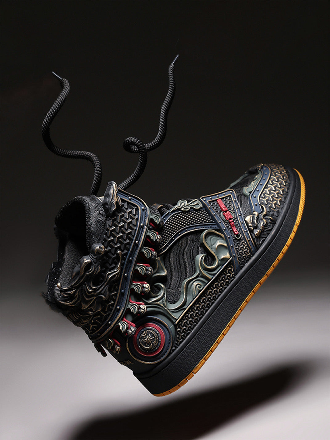 Gilded Mythic Armor High-Top Sneakers - Skipkicks