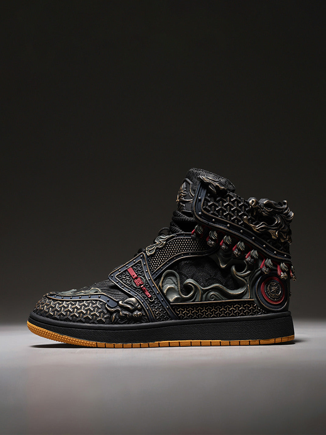 Gilded Mythic Armor High-Top Sneakers - Skipkicks
