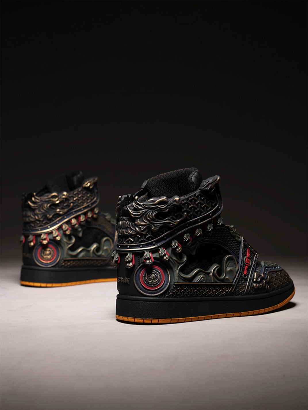Gilded Mythic Armor High-Top Sneakers - Skipkicks