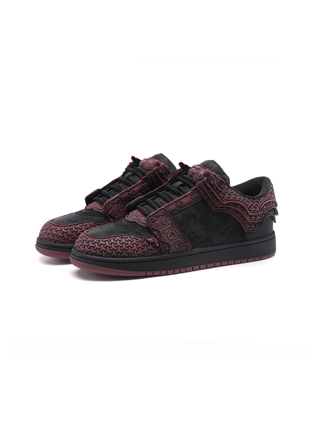 Crimson Jin Yi Wei Embossed Low-Top Sneakers - Skipkicks