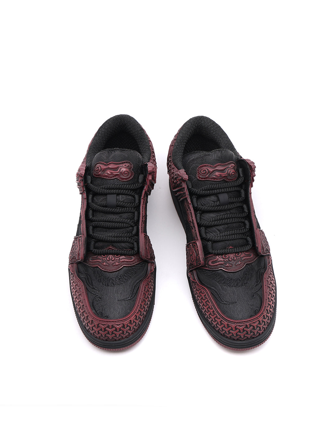 Crimson Jin Yi Wei Embossed Low-Top Sneakers - Skipkicks