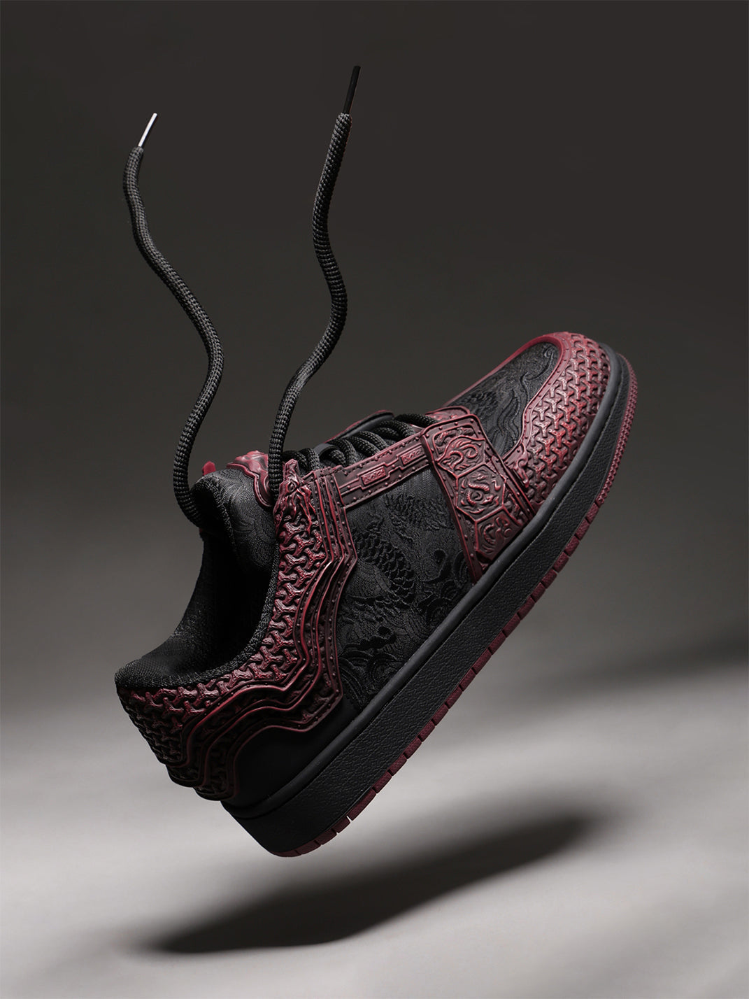 Crimson Jin Yi Wei Embossed Low-Top Sneakers - Skipkicks