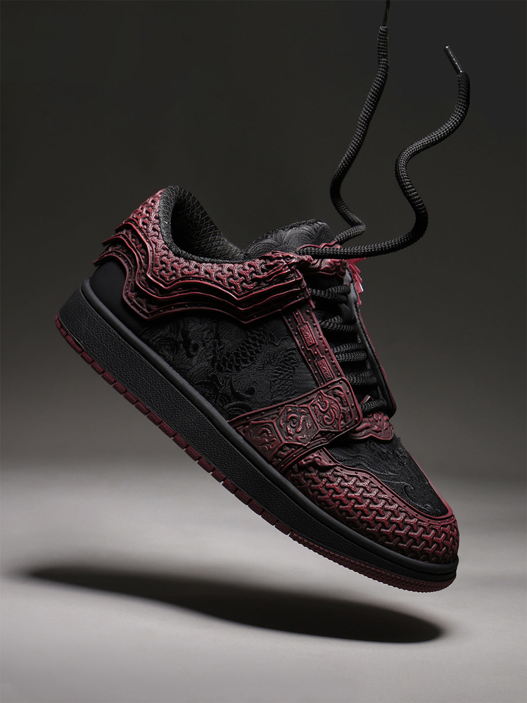 Crimson Jin Yi Wei Embossed Low-Top Sneakers - Skipkicks