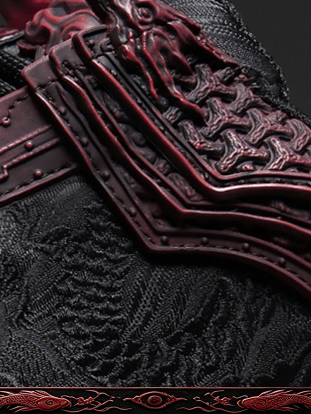 Crimson Jin Yi Wei Embossed Low-Top Sneakers - Skipkicks