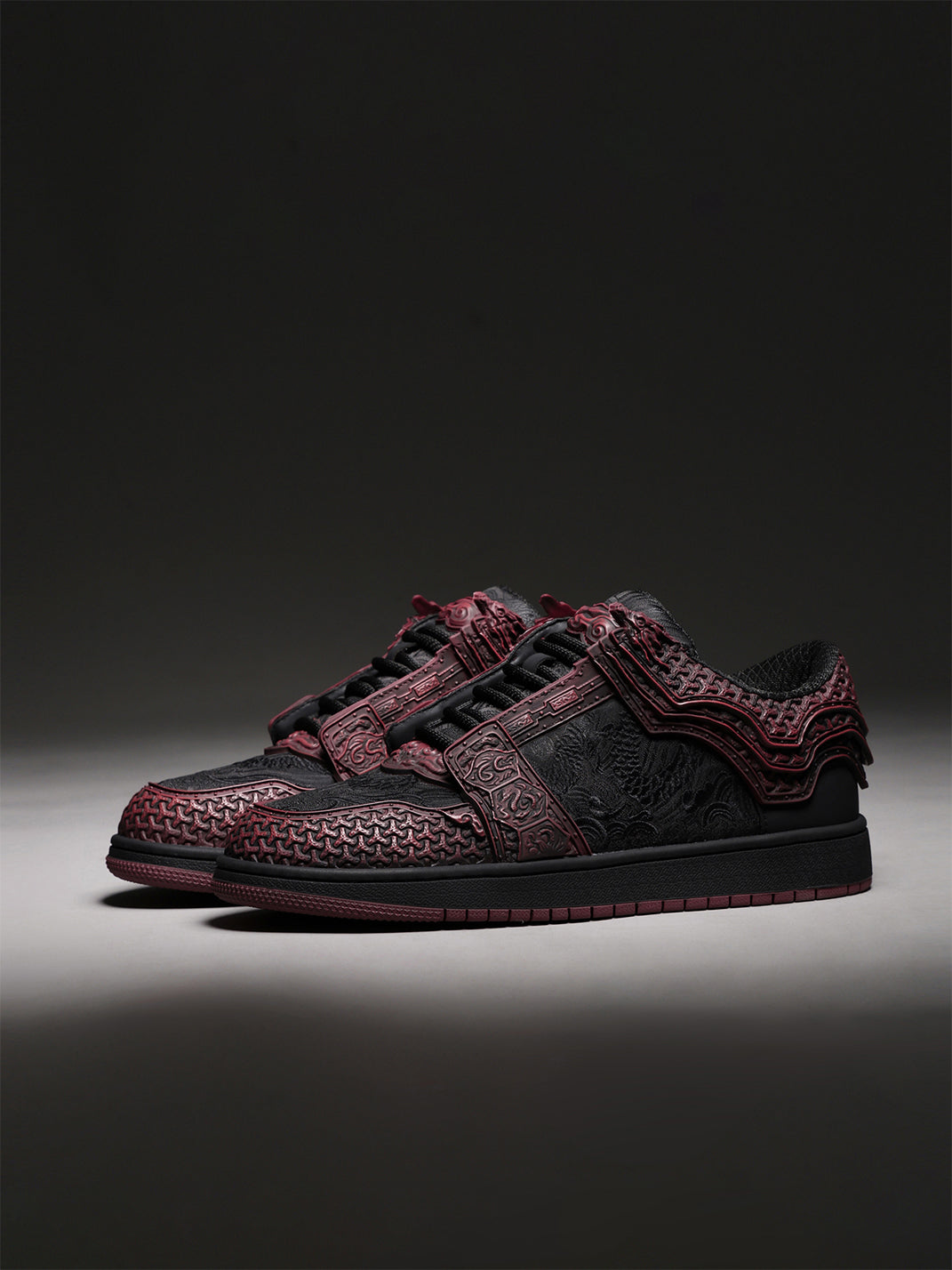 Crimson Jin Yi Wei Embossed Low-Top Sneakers - Skipkicks