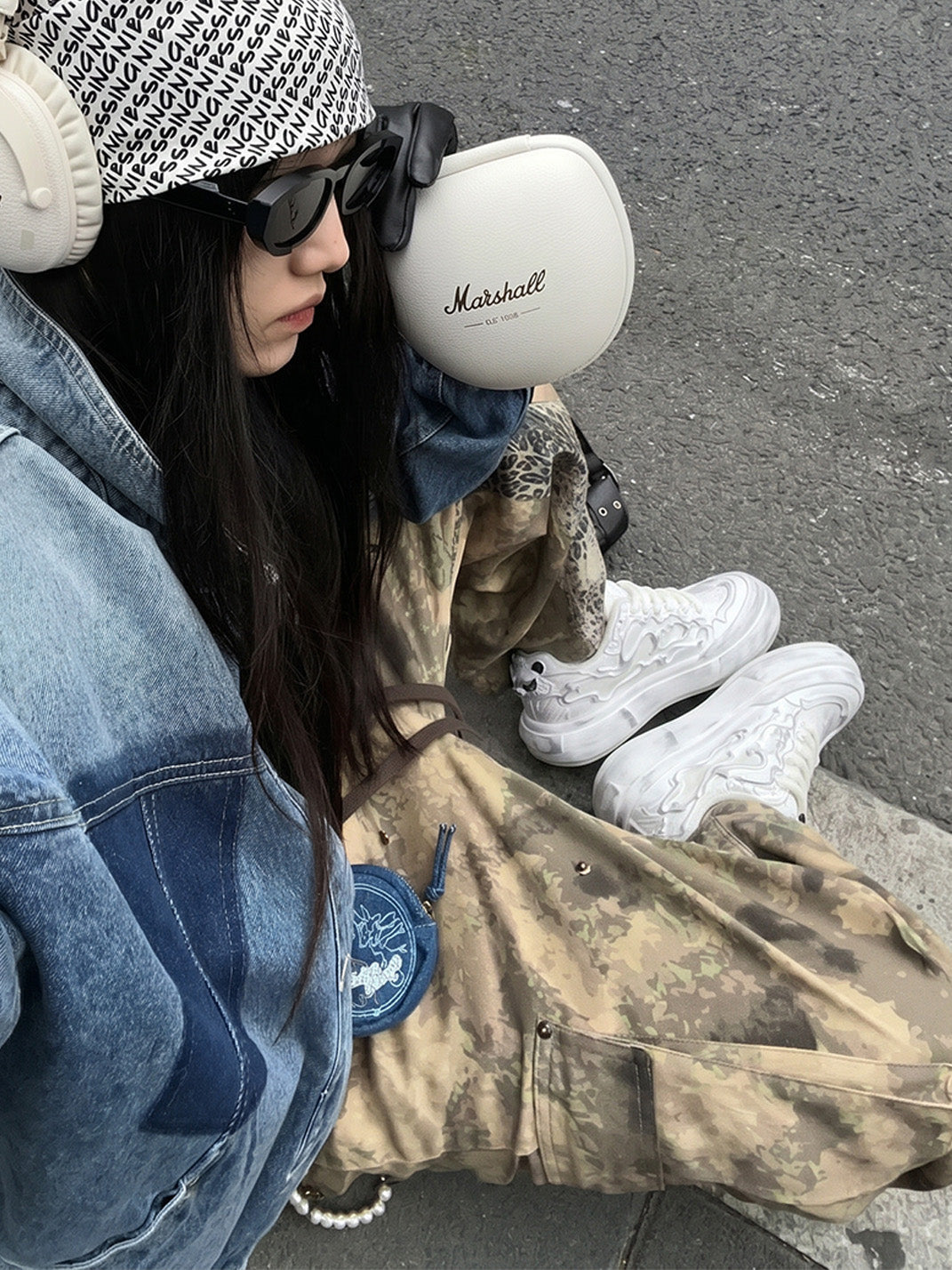 Distressed White Tai Chi Panda Platform Sneakers - Skipkicks