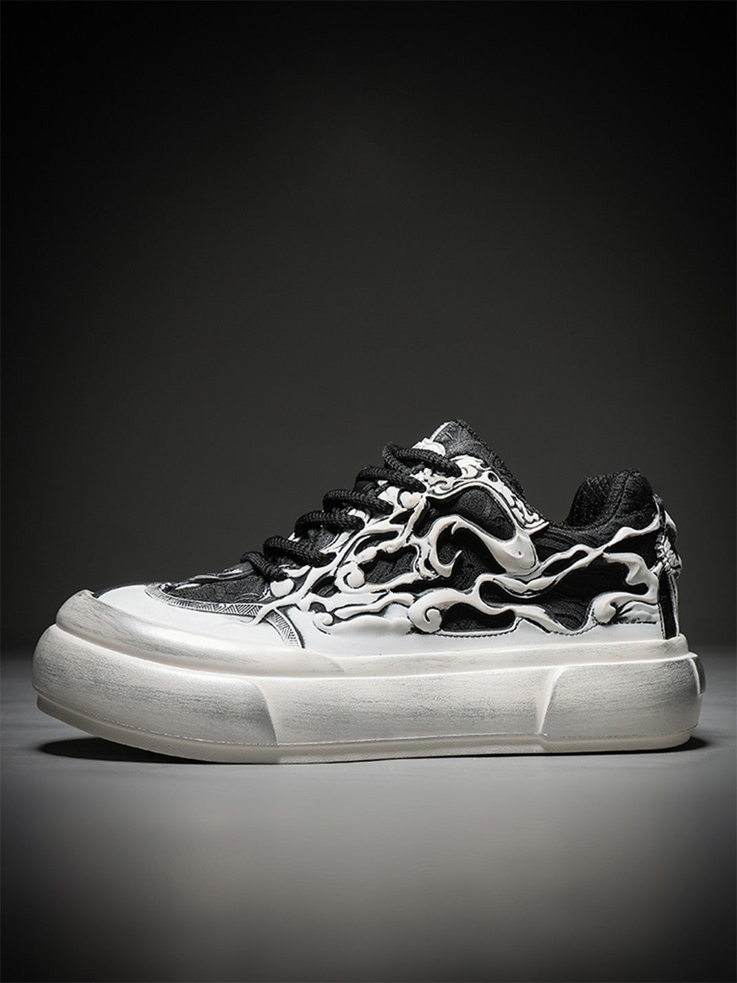 Black White Tai Chi Panda Platform Sneakers - Skipkicks