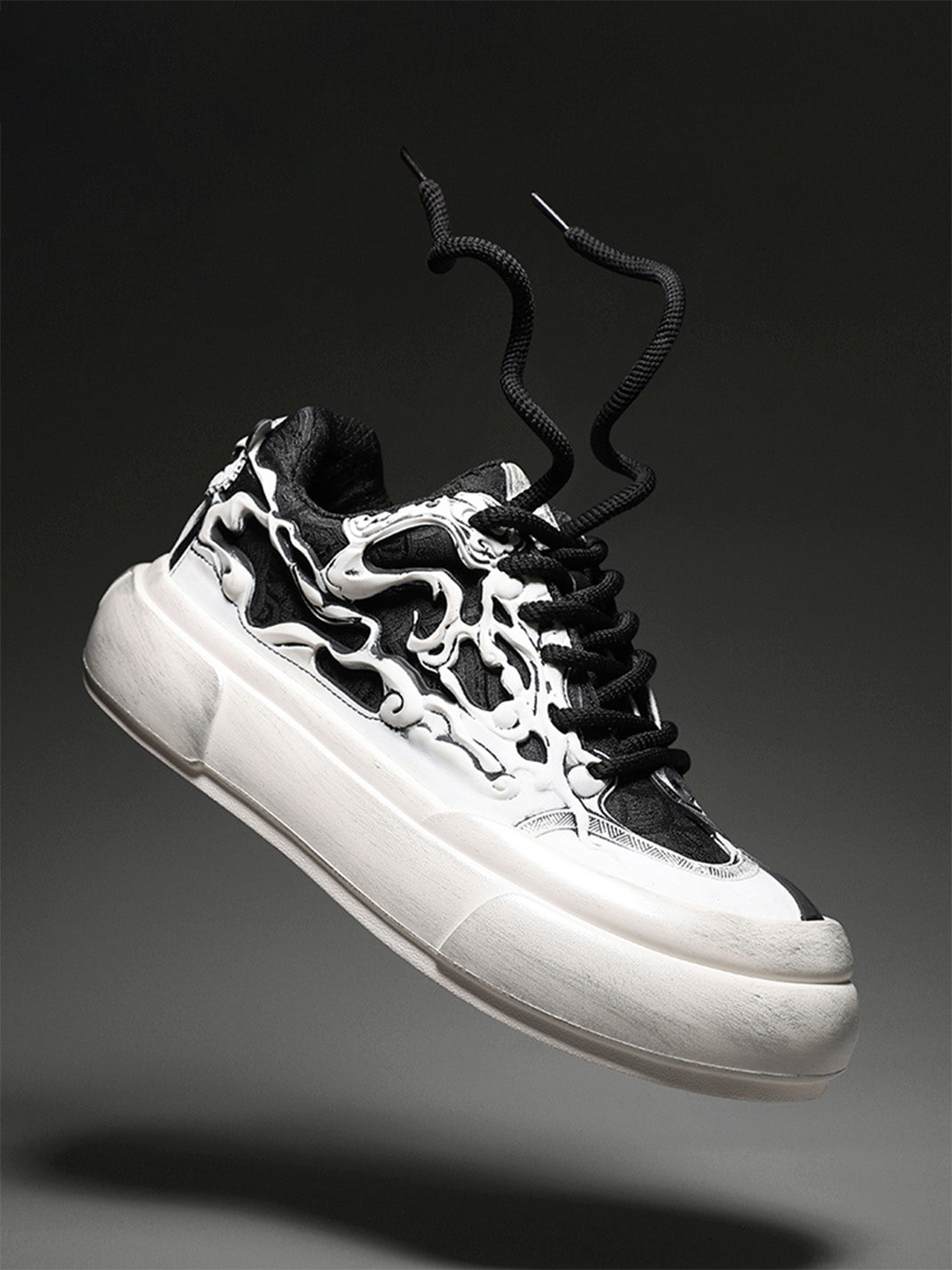 Black White Tai Chi Panda Platform Sneakers - Skipkicks