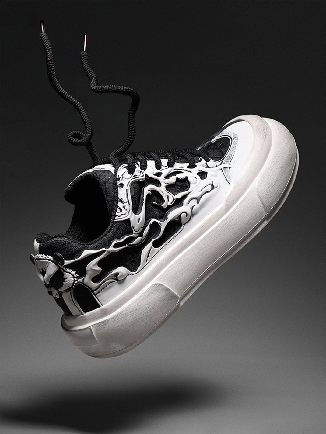 Black White Tai Chi Panda Platform Sneakers - Skipkicks