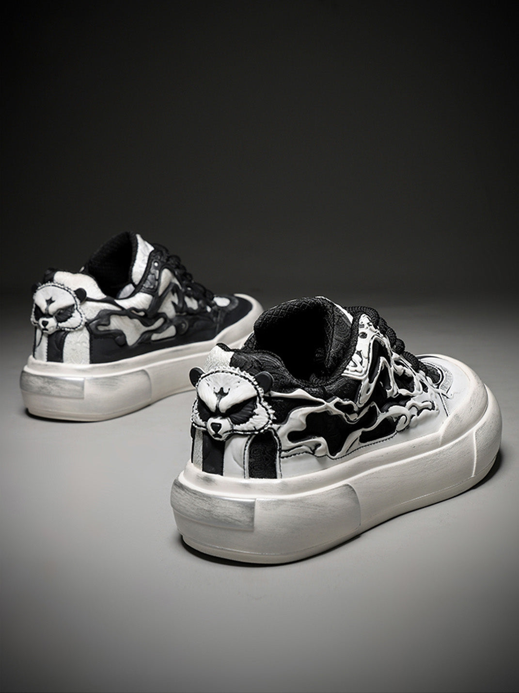 Black White Tai Chi Panda Platform Sneakers - Skipkicks
