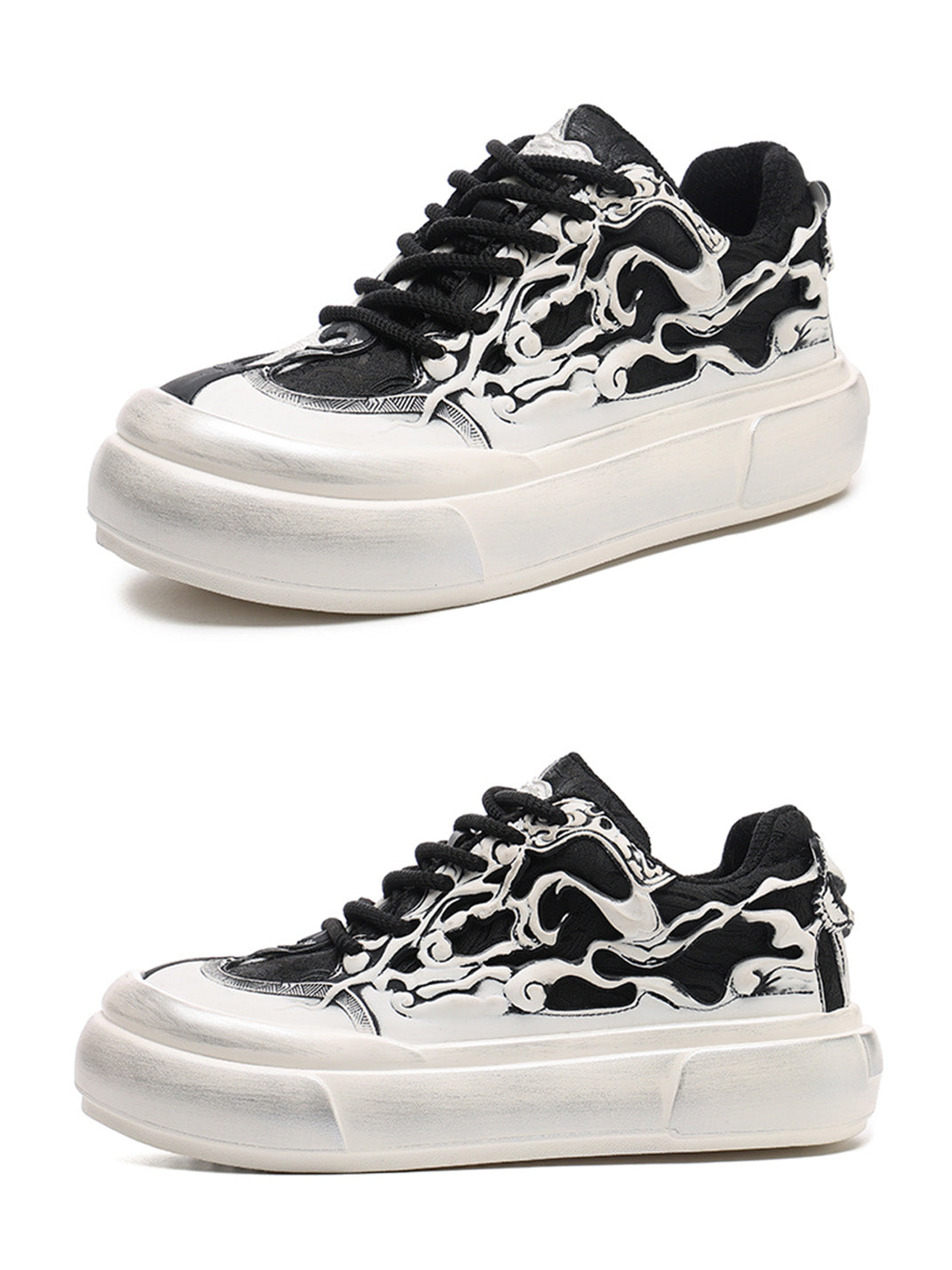 Black White Tai Chi Panda Platform Sneakers - Skipkicks