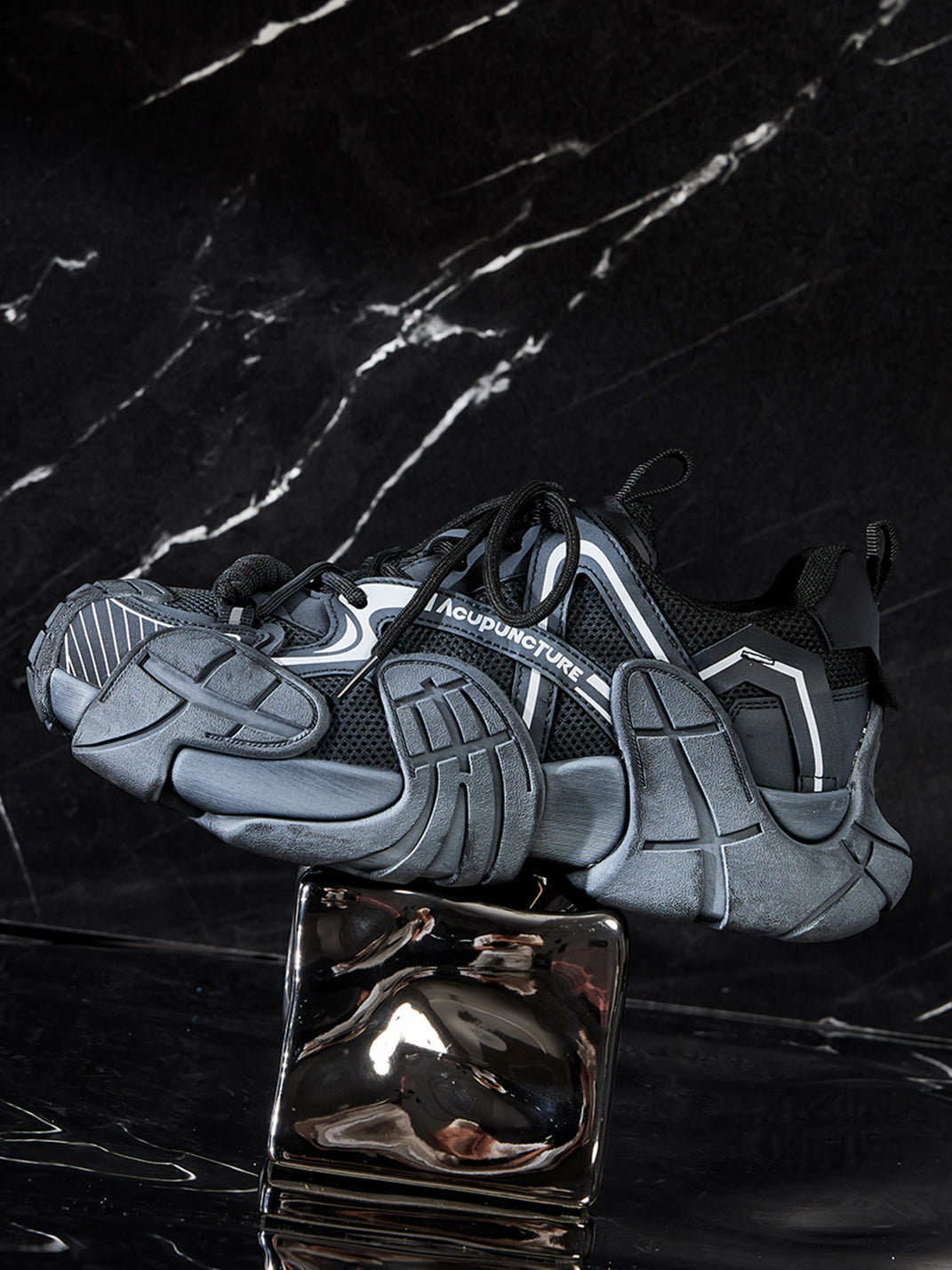 Silver Cage-Panel Platform Sneakers - Skipkicks