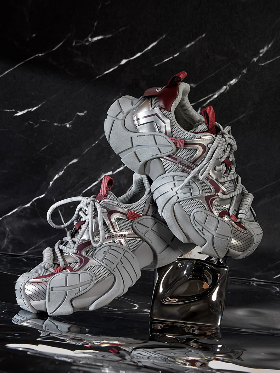 Silver Cage-Panel Platform Sneakers - Skipkicks