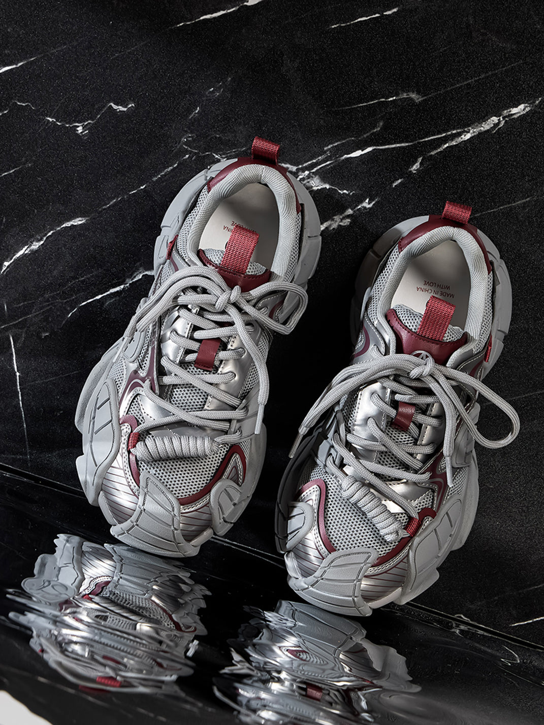 Silver Cage-Panel Platform Sneakers - Skipkicks