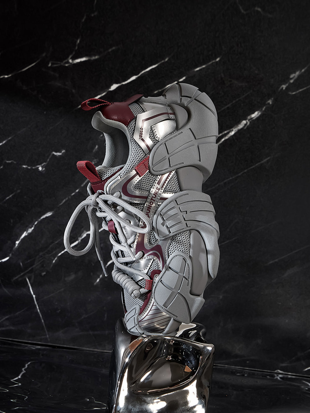 Silver Cage-Panel Platform Sneakers - Skipkicks
