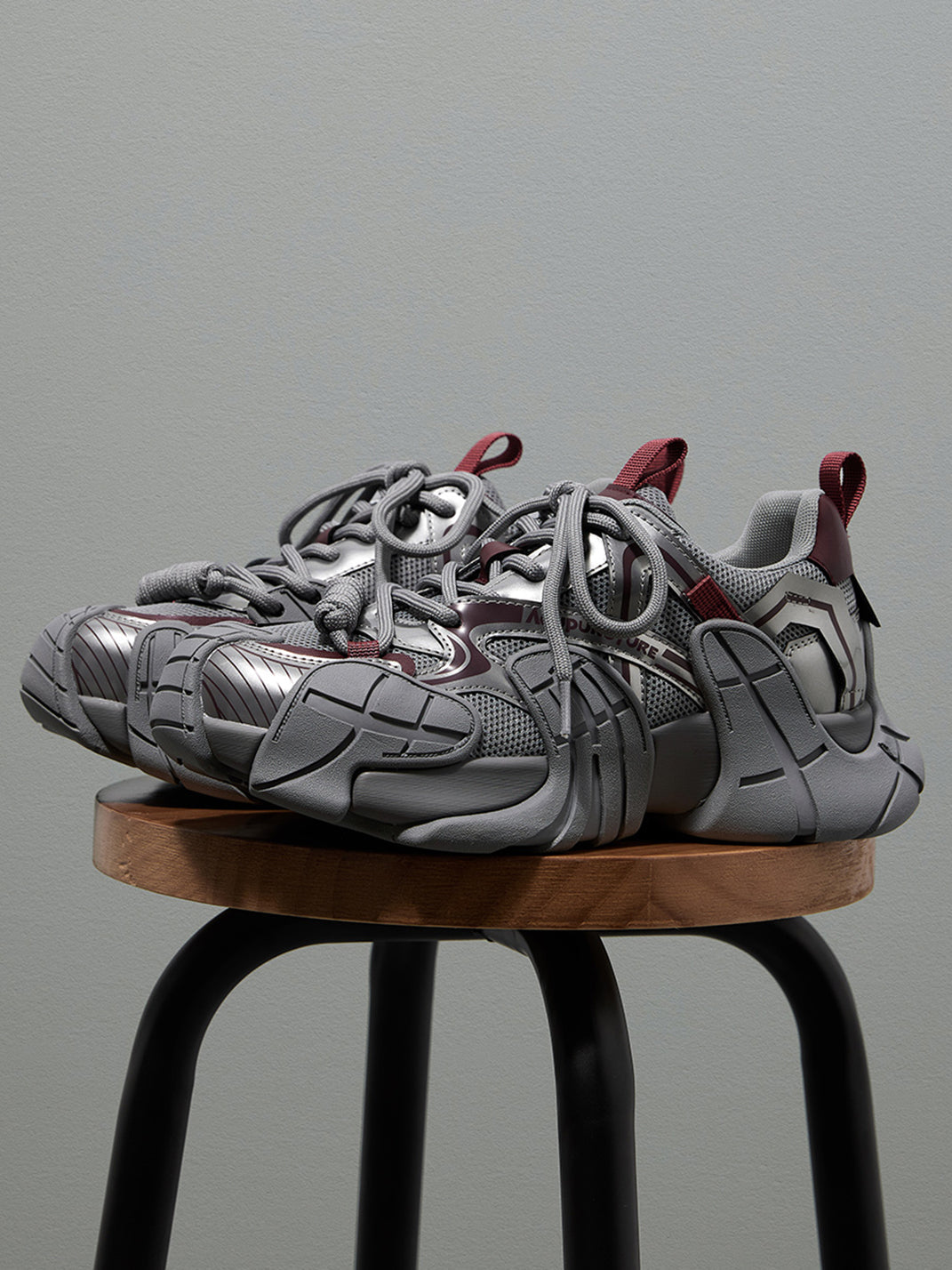 Silver Cage-Panel Platform Sneakers - Skipkicks