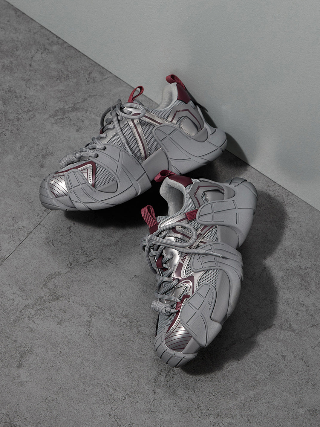 Silver Cage-Panel Platform Sneakers - Skipkicks