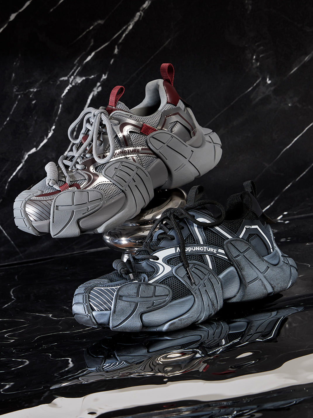 Silver Cage-Panel Platform Sneakers - Skipkicks