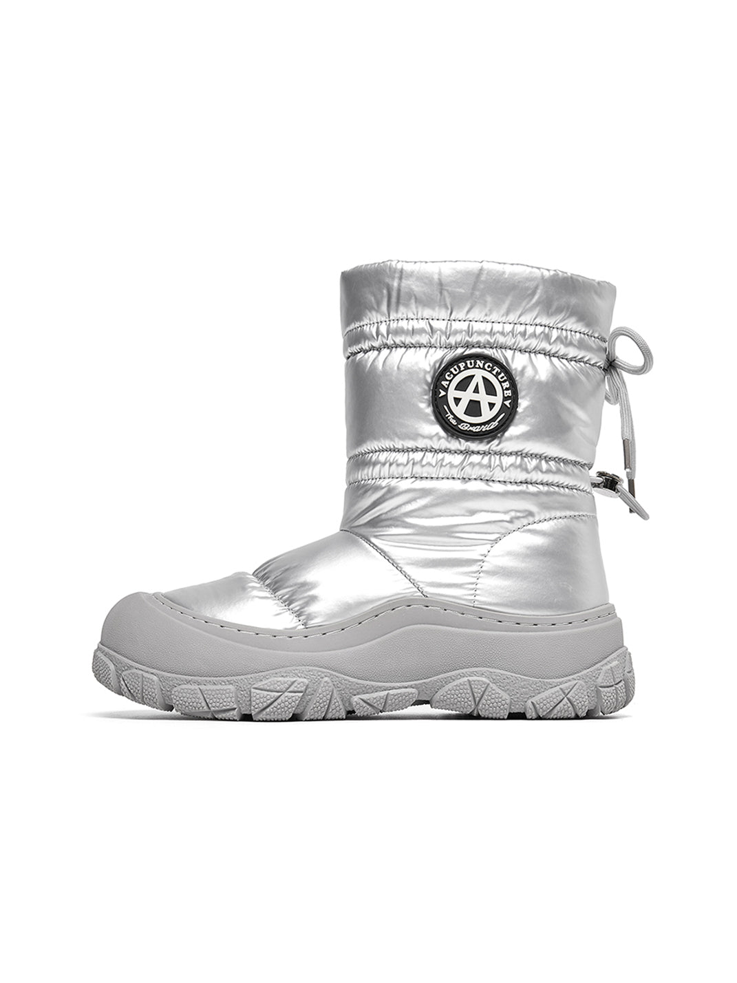 Silver Drawstring Puffer Snow Boots - Skipkicks