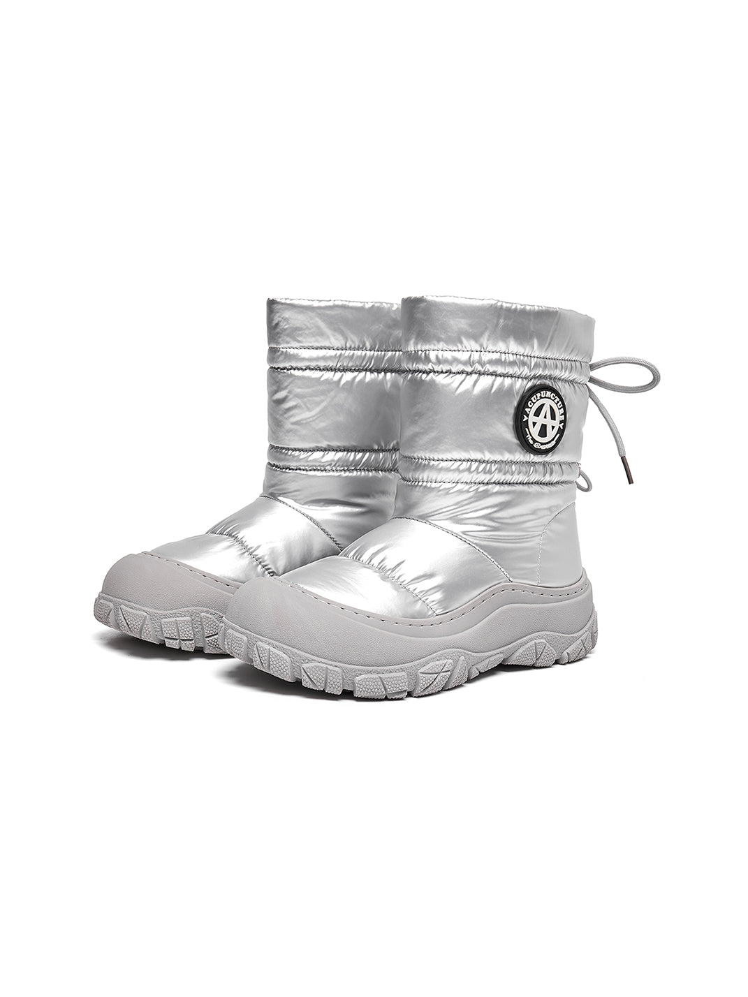 Silver Drawstring Puffer Snow Boots - Skipkicks