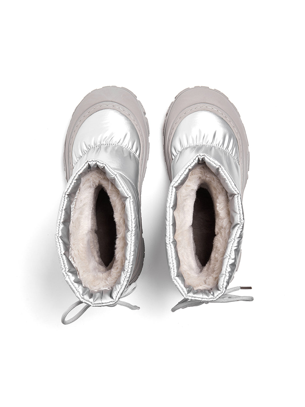 Silver Drawstring Puffer Snow Boots - Skipkicks