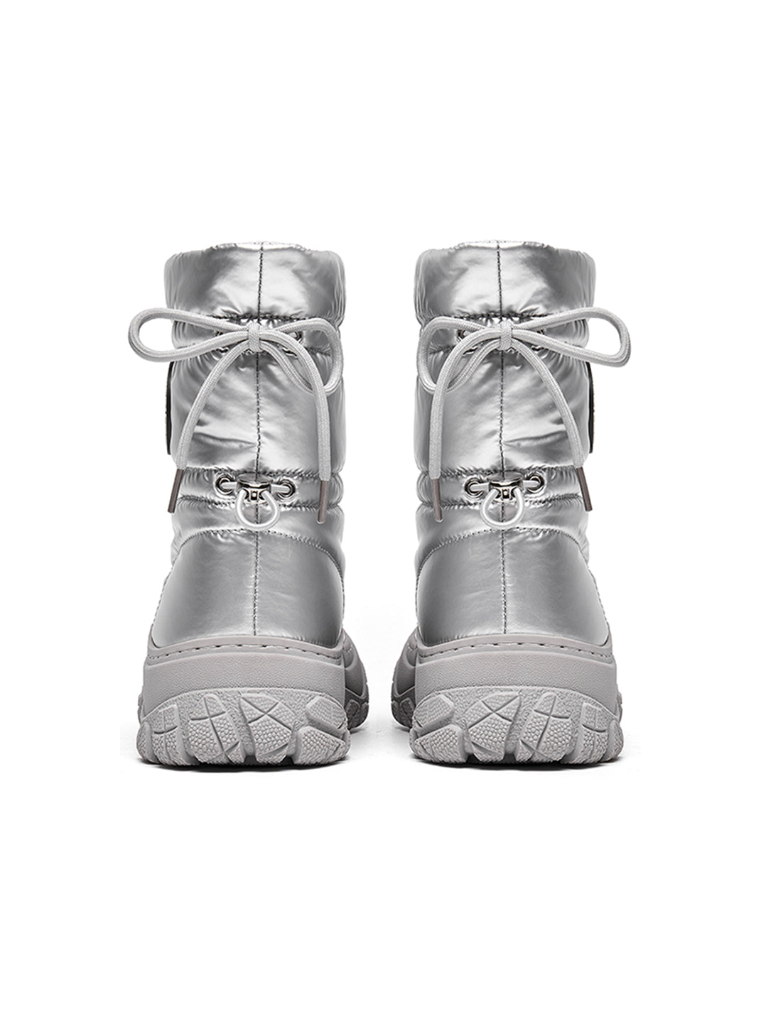 Silver Drawstring Puffer Snow Boots - Skipkicks